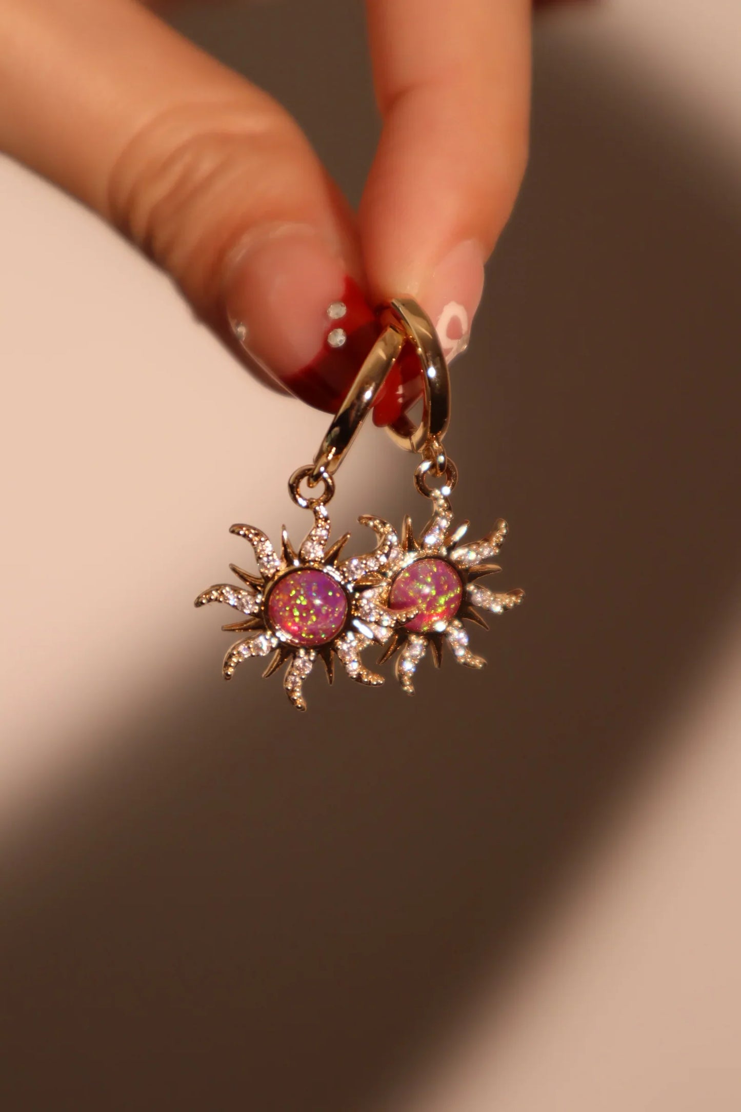 Altın Mor Opal Güneş Küpe