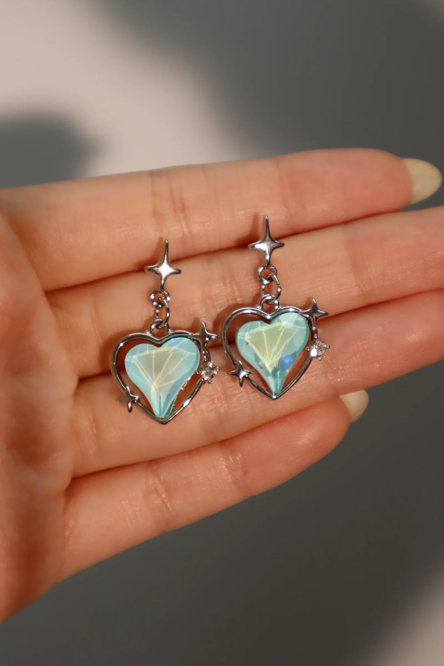 Mavi Kalp Dangle Küpe