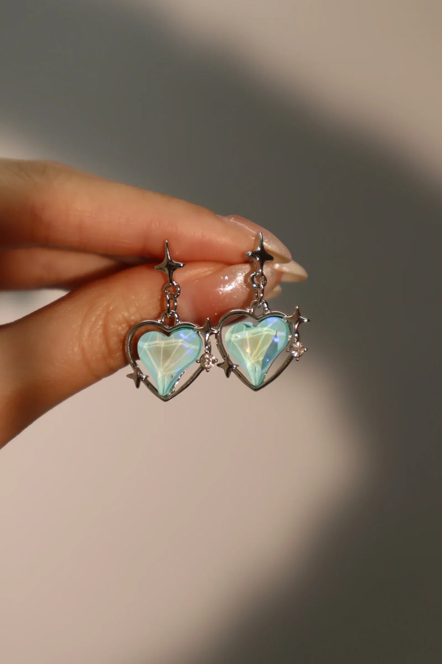 Mavi Kalp Dangle Küpe