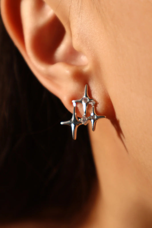 Gümüş 3'ü 1 Arada Yıldız Küpe