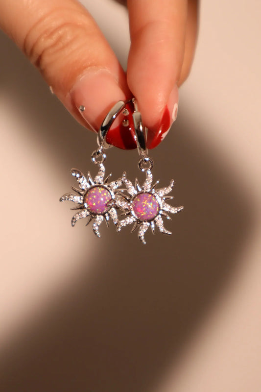 Gümüş Mor Opal Güneş Küpe