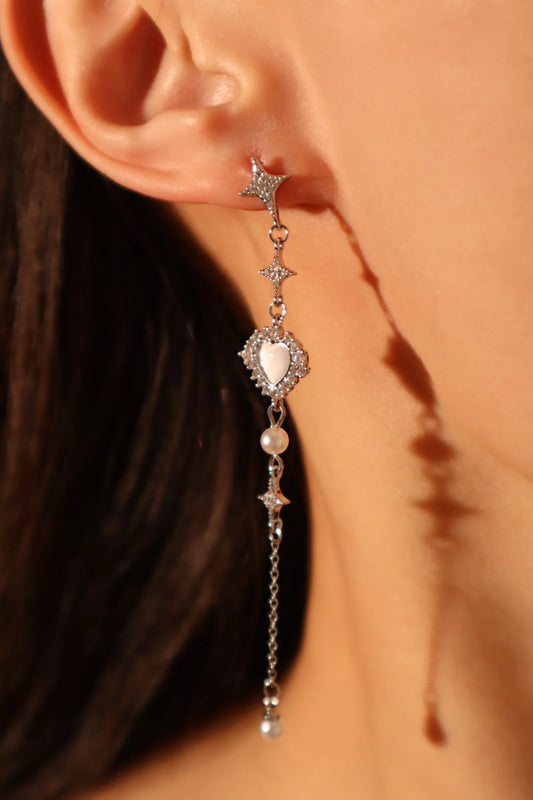 Dangle Beyaz Kalp Küpe