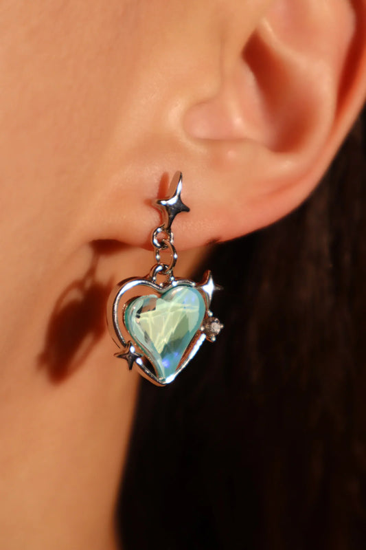 Mavi Kalp Dangle Küpe